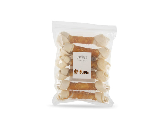 White Knotted Bone with Chicken 20 cm - 21 cm