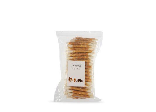 White Twisted Stick with Chicken, 100 pcs, 12.5 cm