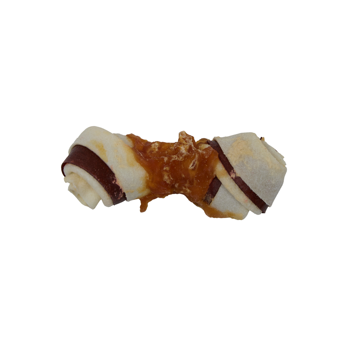 Multicolored knotted bone with chicken and beef, 25 pcs, 7,5 cm