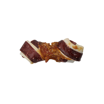 Multicolored knotted bone with chicken and beef, 20 pcs, 11 cm