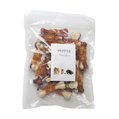 Multicolored pressed bone with chicken and beef, 20 pcs, 7,5 cm