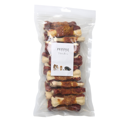 Multicolored pressed bone with chicken and beef, 20 pcs, 10 cm